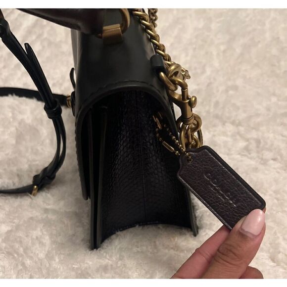 NWOT COACH Black Top Handle Metallic Butterfly Charm Crossbody Bag - Picture 2 of 6